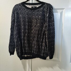 Mossimo Women's XXL Black White Print Lightweight Sweater Stretch Soft NWOT